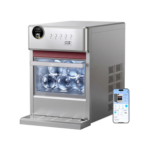 Euhomy Rock Pro sphere ice maker with stainless steel finish and app control