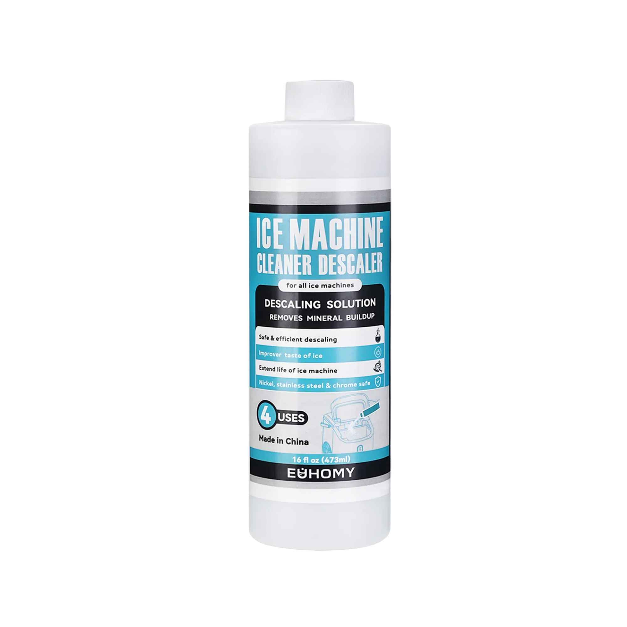 EUHOMY Ice Maker Cleaner - 16 Fl OZ, Safe and Odor Free, Powerful Cleansing, Universal Compatibility for Ice Makers