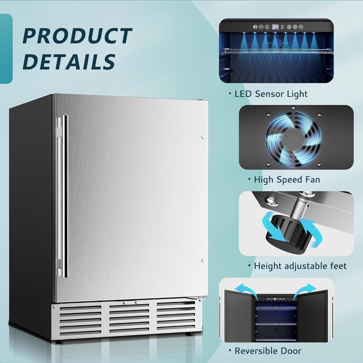 EUHOMY Beverage Refrigerator Under Counter Beer Fridge Large Capacity Wine Cooler - Euhomy