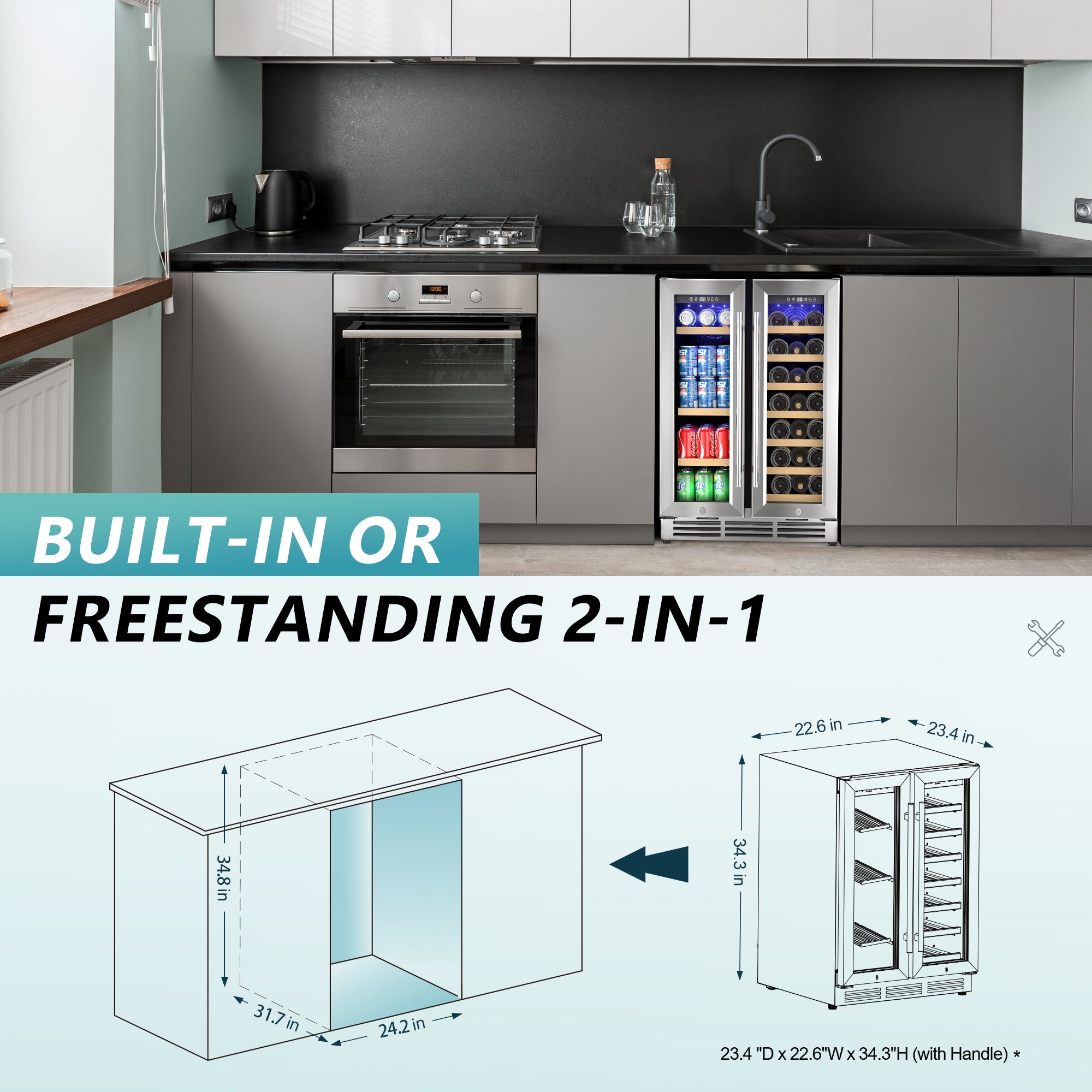 EUHOMY Beverage Refrigerator Under Counter Beer Fridge Large Capacity Wine Cooler - Euhomy