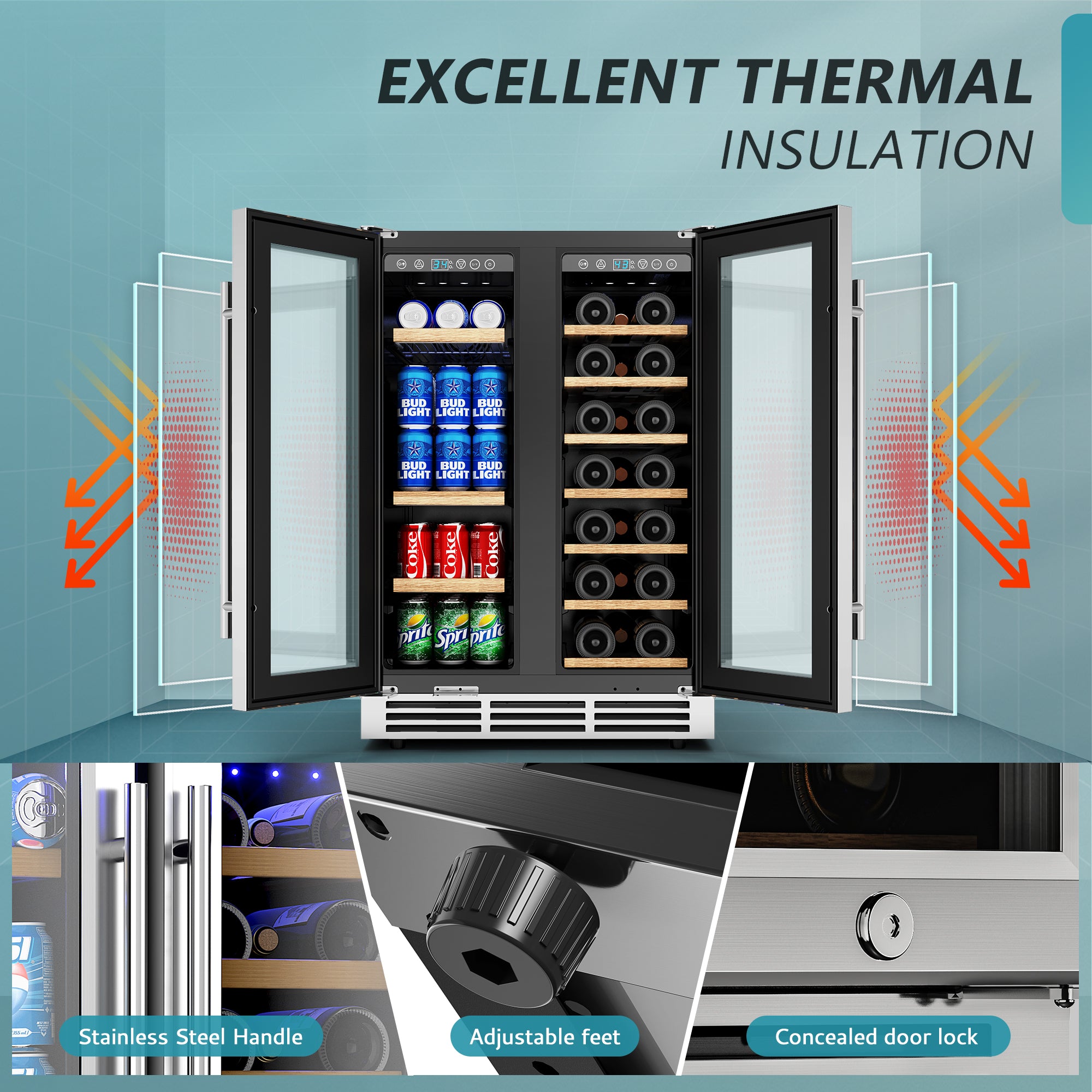 EUHOMY Beverage Refrigerator Under Counter Beer Fridge Large Capacity Wine Cooler - Euhomy