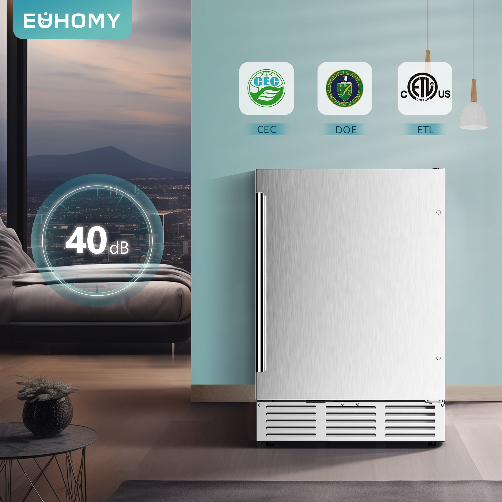 EUHOMY Beverage Refrigerator Under Counter Beer Fridge Large Capacity Wine Cooler - Euhomy