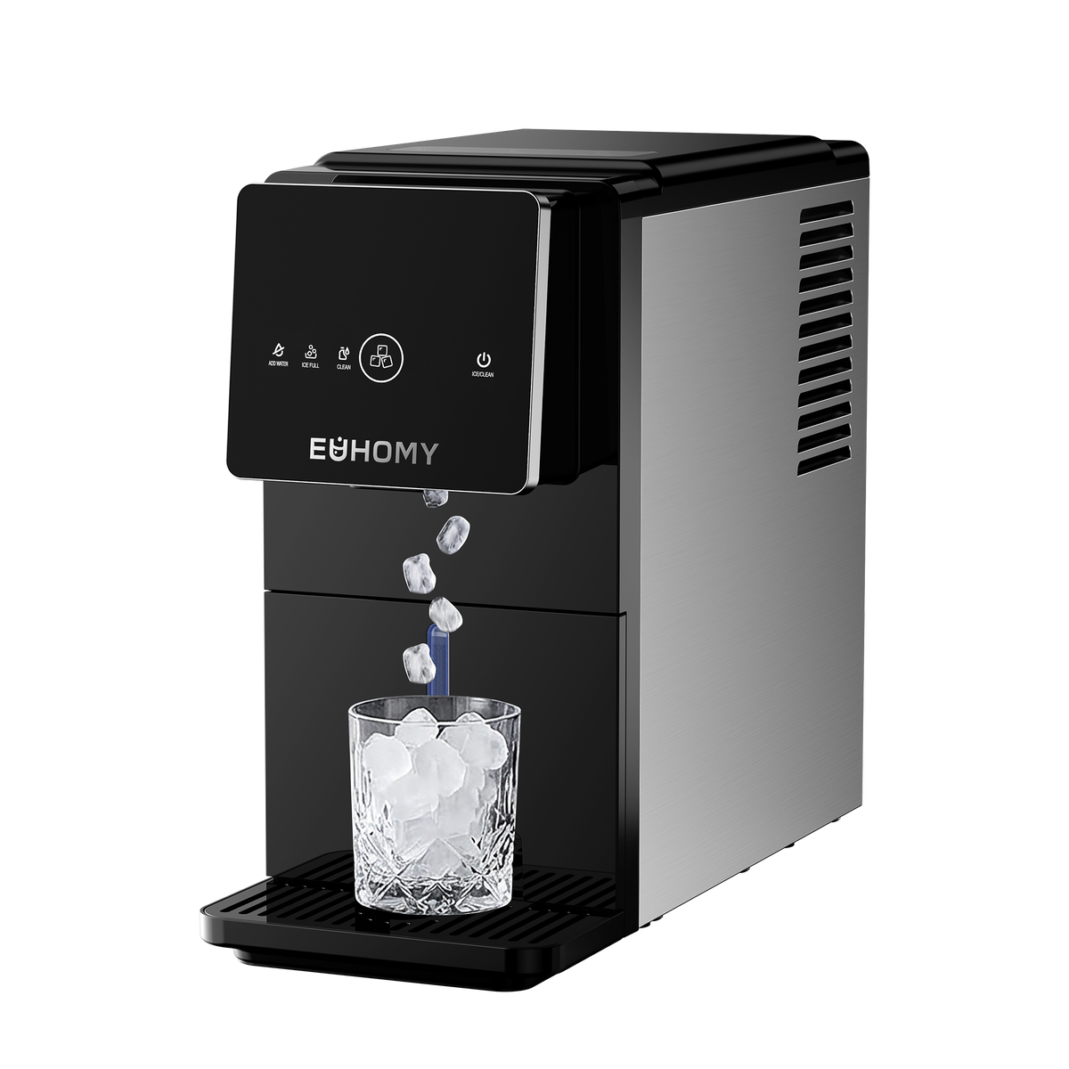 Euhomy Nugget Ice Maker Dispenser, Countertop Chewable Ice Machine with One-Touch Dispensing, Jet SE