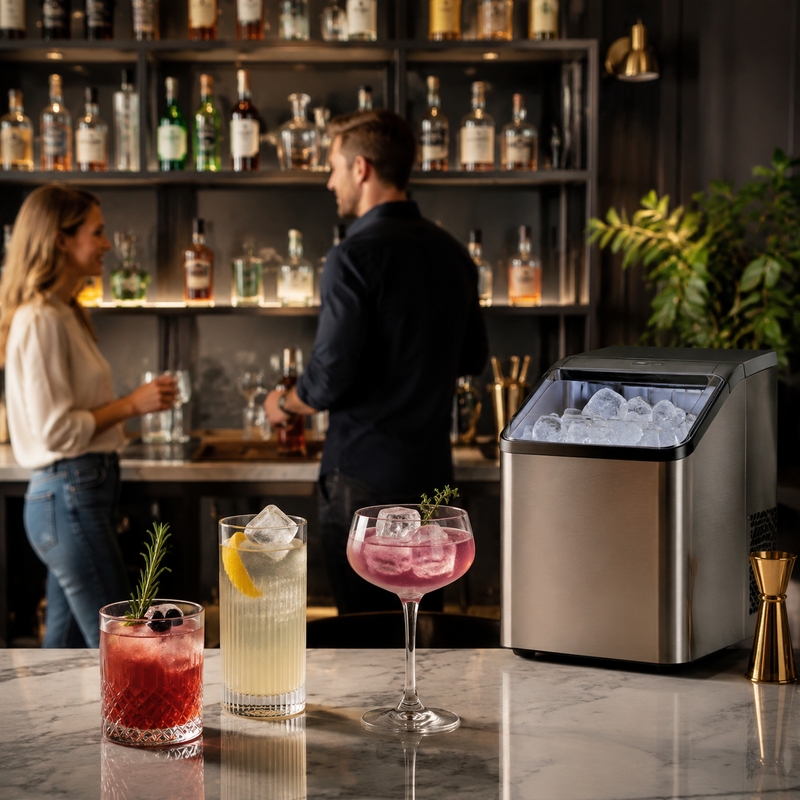 Should Your Home Bar Ice Maker Be the Focal Point or Hidden From View?