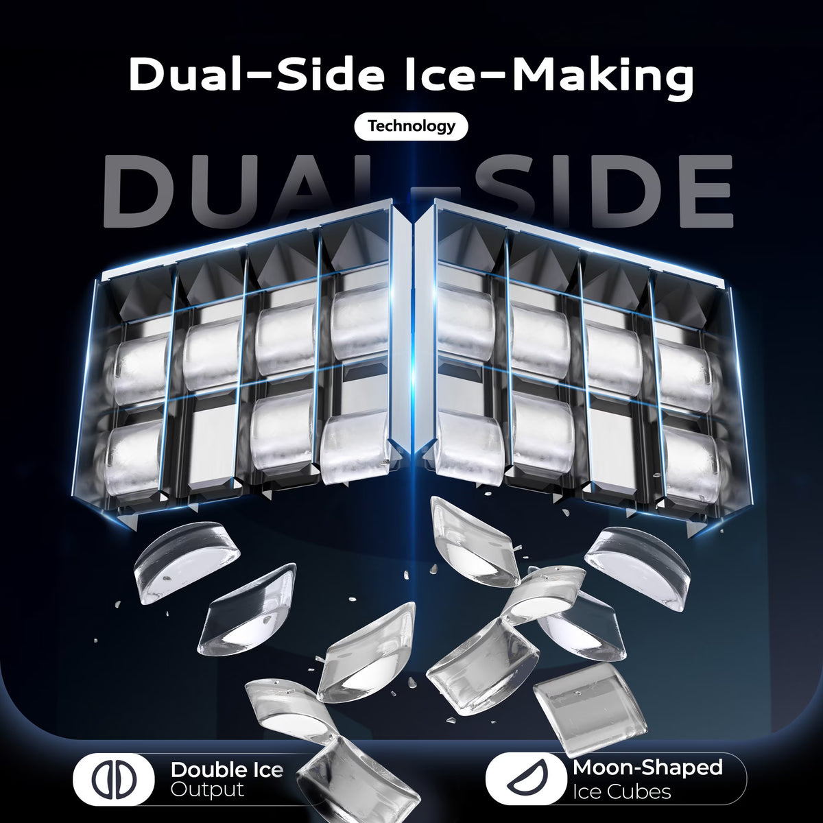 EUHOMY Crescent Ice Maker, 30Lbs/24H Countertop Ice Machine with Auto Cleaning & Slow-Melt Ice
