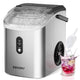 EUHOMY Pearl H1 Portable Nugget Ice Maker With Handle Countertop – Stainless Steel, 34Lbs/24H, 6-Min Fast Ice, Auto-Cleaning, Ice Full & Add Water Alerts