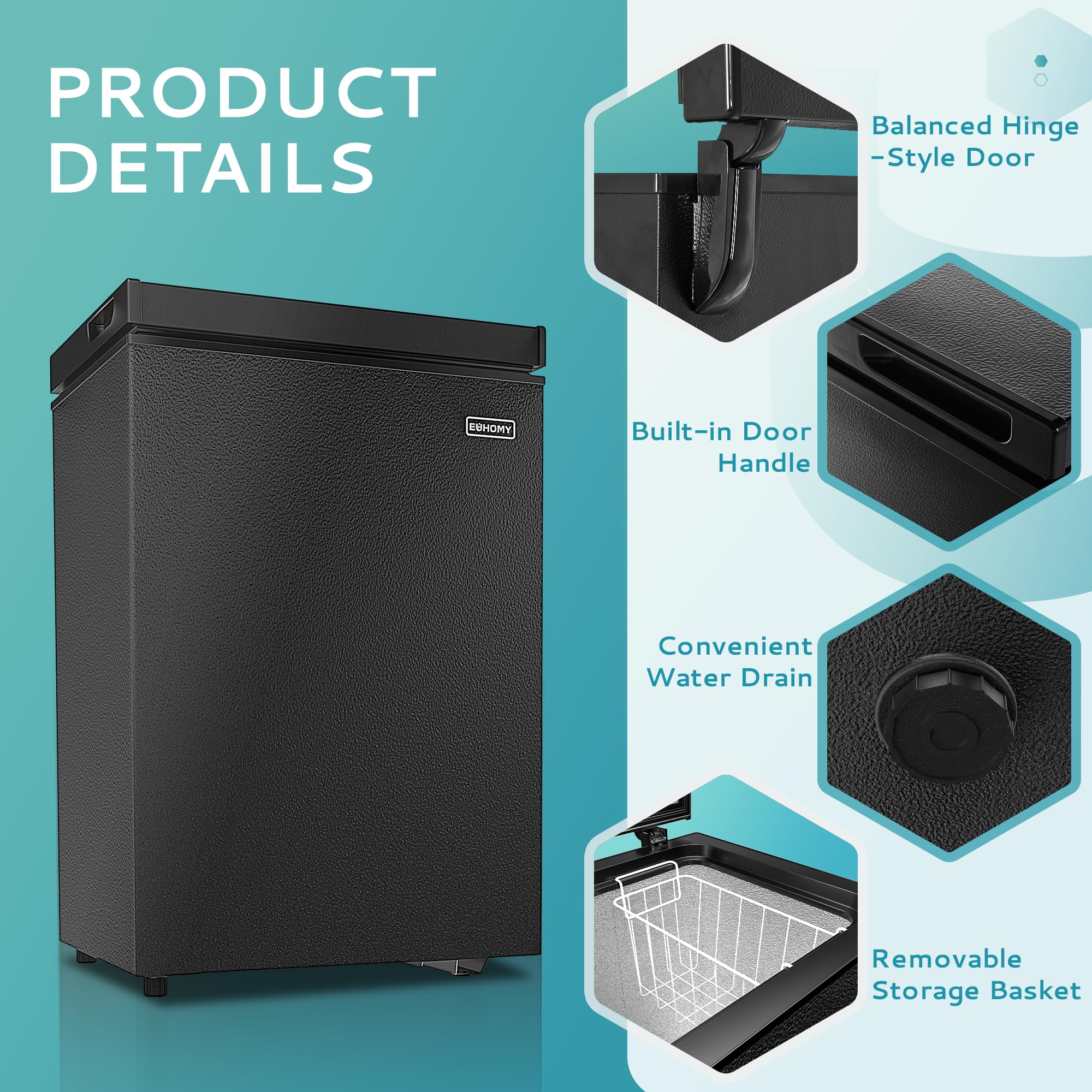 EUHOMY Chest Freezer with Removable Basket, Small Deep Freezer - Euhomy