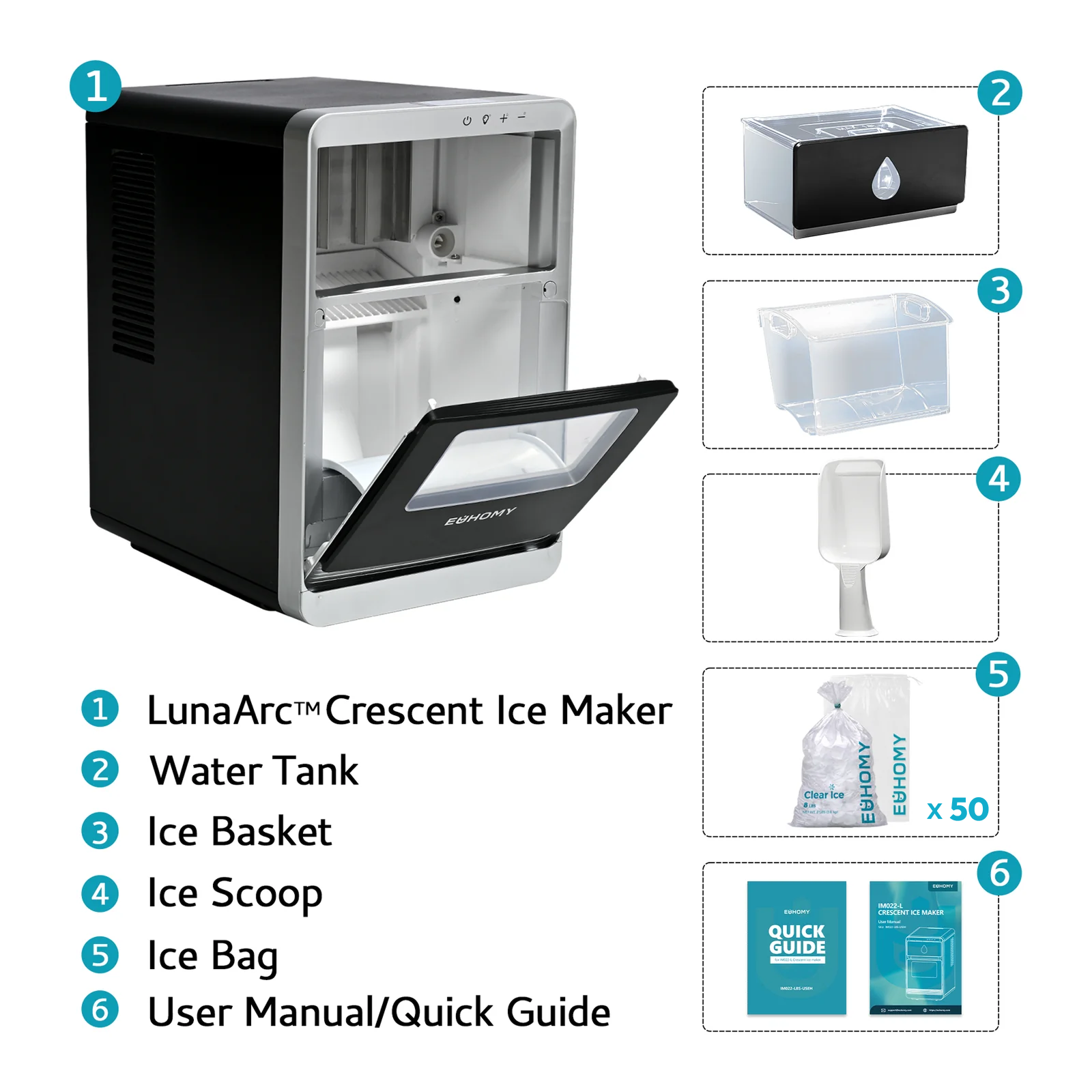Euhomy Luna Series Crescent Ice Maker (LunaArc & Luna Pro)
