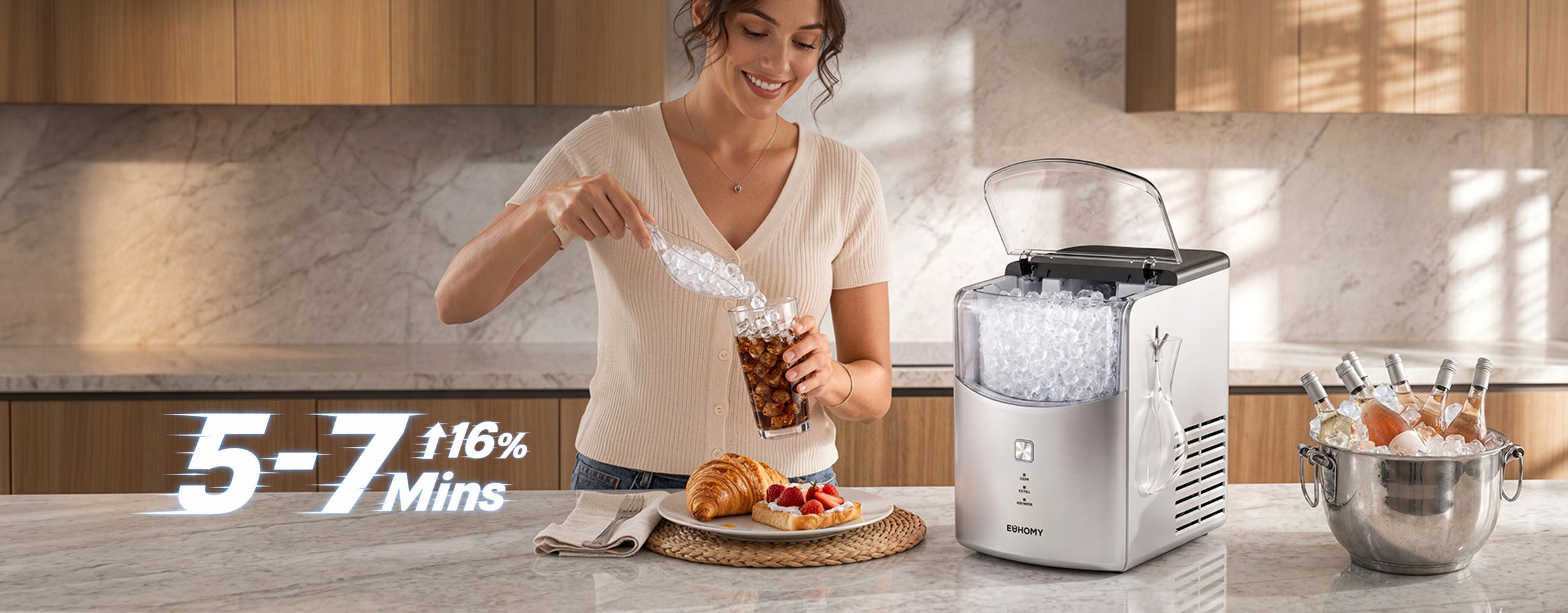 Fast Nugget Ice, Ready in Minutes