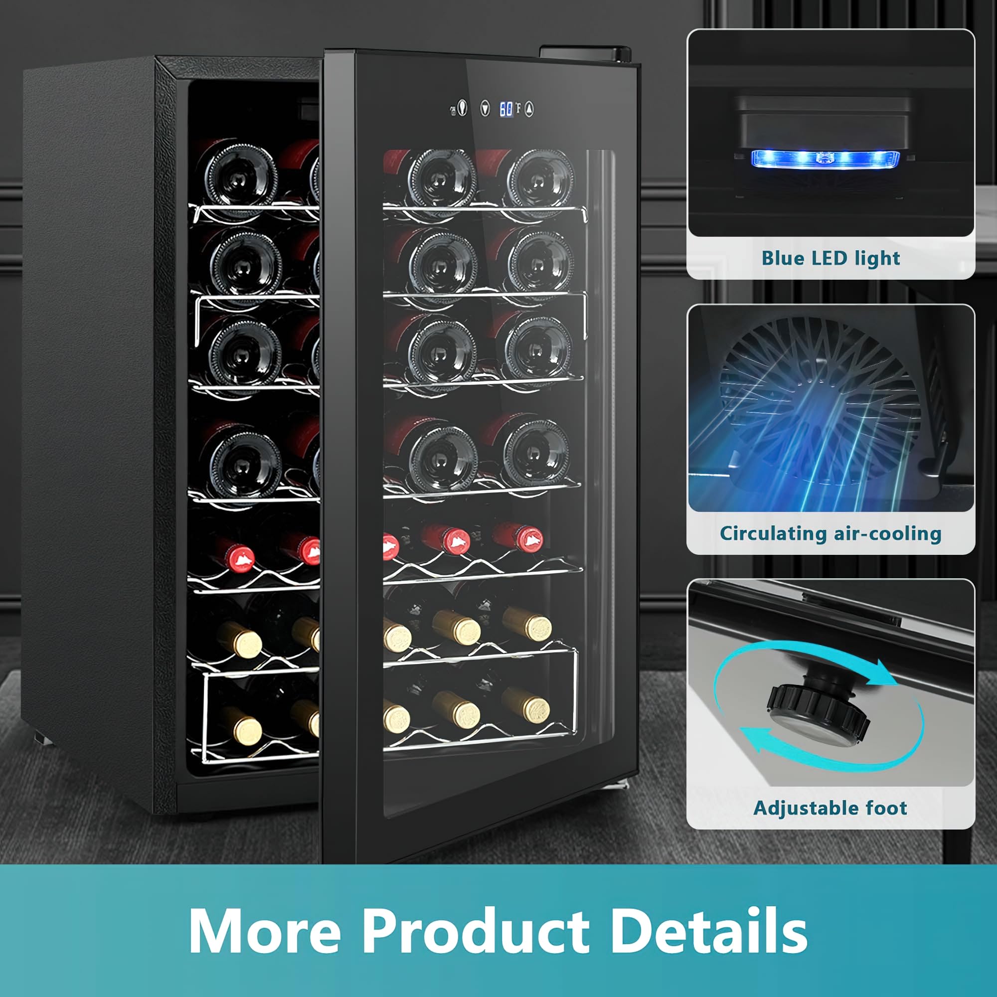 RU-♡ Euhomy 45 Bottle Wine Cooler Refrigerator Small Built-in Wine Beverage