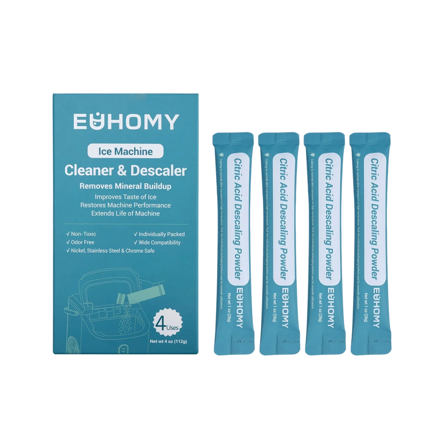 Euhomy Ice Maker Cleaner - Organic Citric Acid, Safe and Odor Free, 4 Individual Packs, Powerful Cleansing