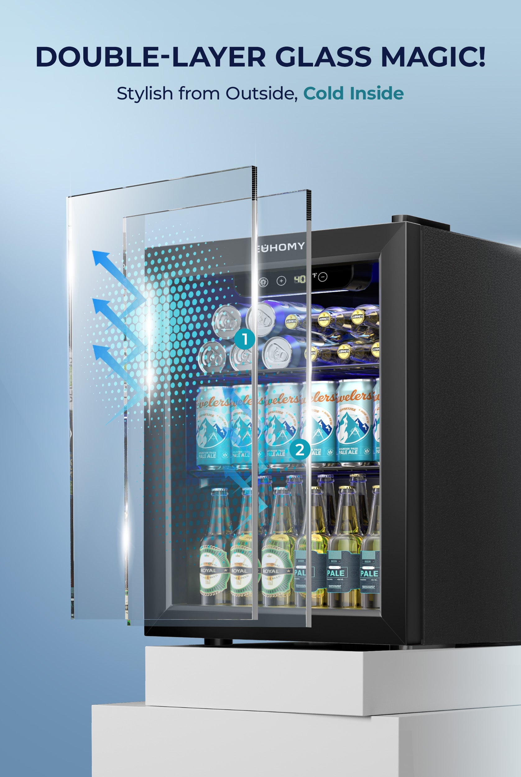 55-Can Beverage Refrigerator | Reversible Door