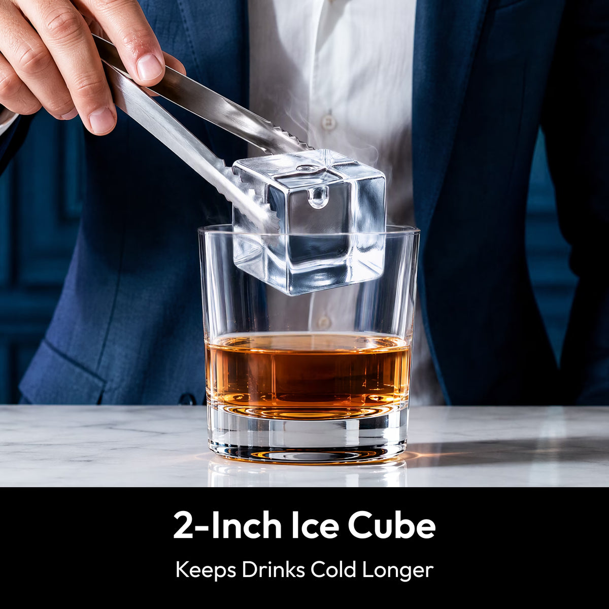 EUHOMY Countertop Clear Ice Maker, 2-Inch Large Ice Cubes, APP Control, 2 Modes, Self-Cleaning, Black
