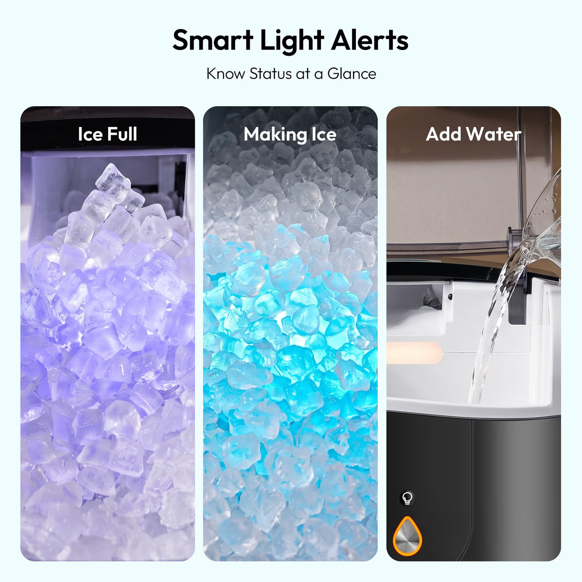 EUHOMY Countertop Nugget Ice Maker, 40 lbs/24H, Self-Cleaning, Smart App, Chewable Ice, Black