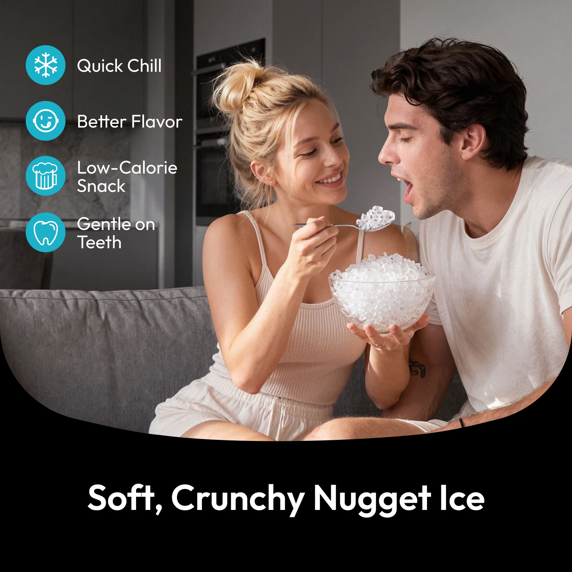 EUHOMY Countertop Nugget Ice Maker, 5-Minute Fast Ice Making, 35Lbs/24H Chewable Ice Machine with Dual-Layer Insulation, Self-Cleaning & 4 Descaling Packets, for Home, Office, Bar & RV, Black