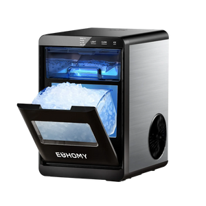 Euhomy Pearl L1 Plus nugget ice maker with transparent ice bin and control panel