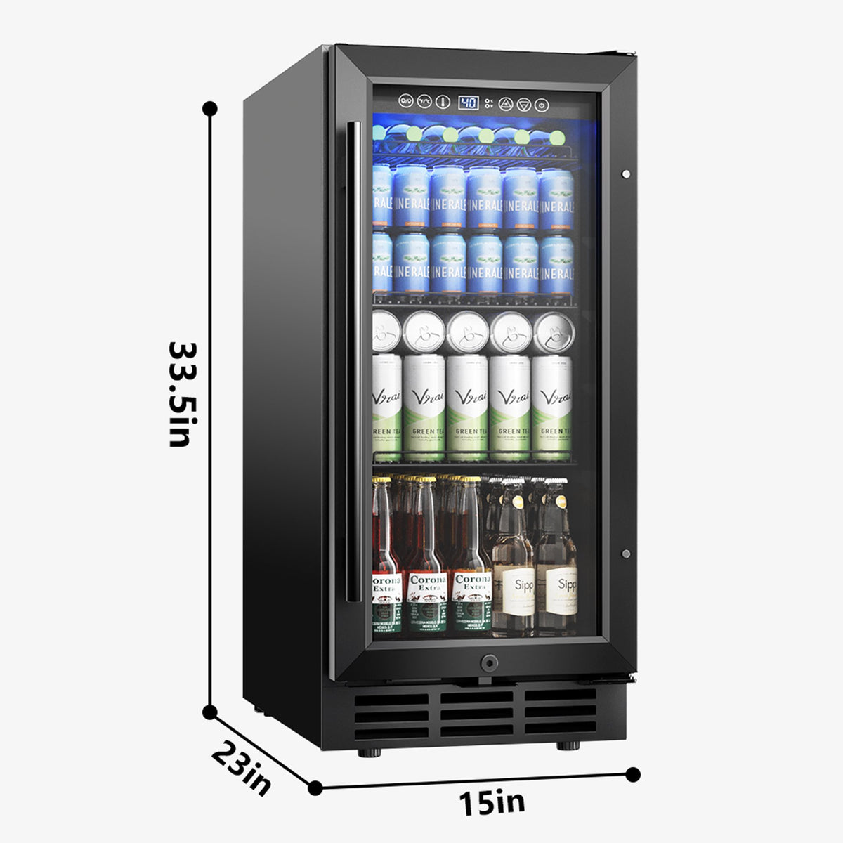 EUHOMY 130 Can Beverage Refrigerator Cooler, 3.2 Cu.Ft Under Counter Drink Fridge for Soda, Water & Wine, Adjustable Temperature Control for Home Kitchen Bar