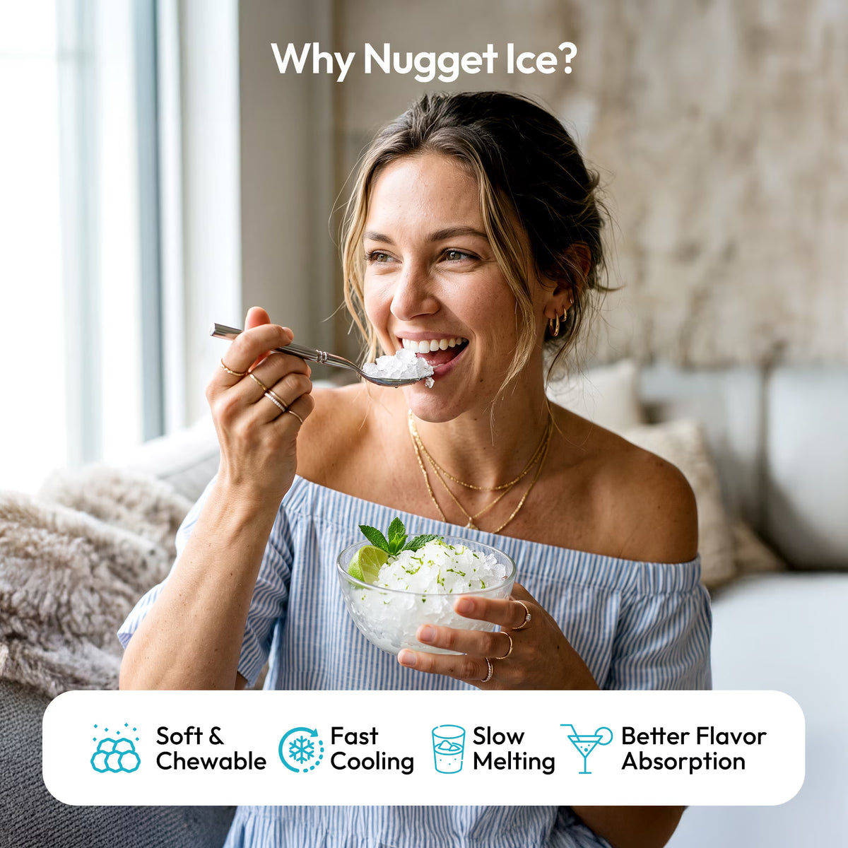 EUHOMY Countertop Nugget Ice Maker, 33 lbs/Day Chewable Pellet Ice Machine, One-Touch Dispensing, 1.8L Removable Water Tank, Self-Cleaning, Black