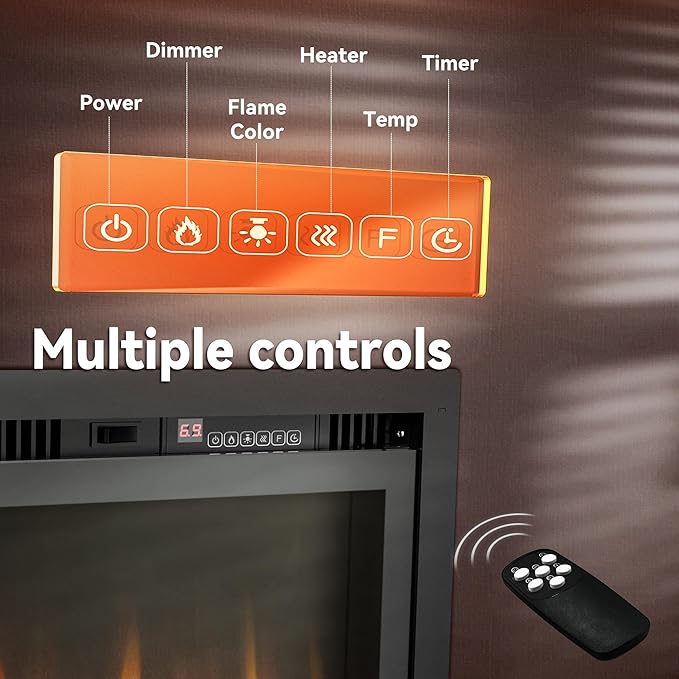 EUHOMY Electric Fireplace Recessed Wall Mounted Freestanding