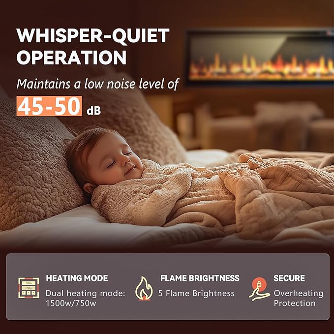 EF 700 EUHOMY Electric Fireplace Recessed Wall Mounted Freestanding