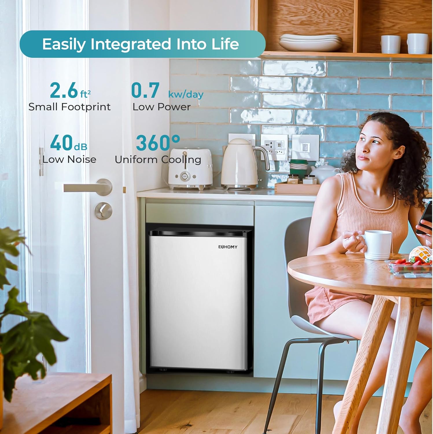 EUHOMY 1.1 Cubic Feet Mini Freezer, Countertop, Single Door Compact Upright Freezer with Reversible Door, Removable Shelves, Small freezer for Home/Dorms/Apartment/Office, New Black
