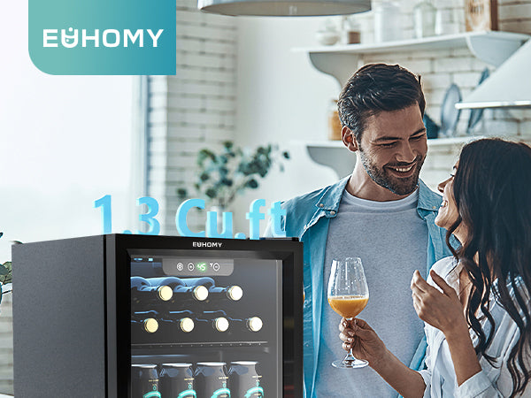 
                      
                        EUHOMY 55 Can Beverage Refrigerator Cooler-Mini Fridge Glass Door (1.3cu.ft) Wine Cooler
                      
                    