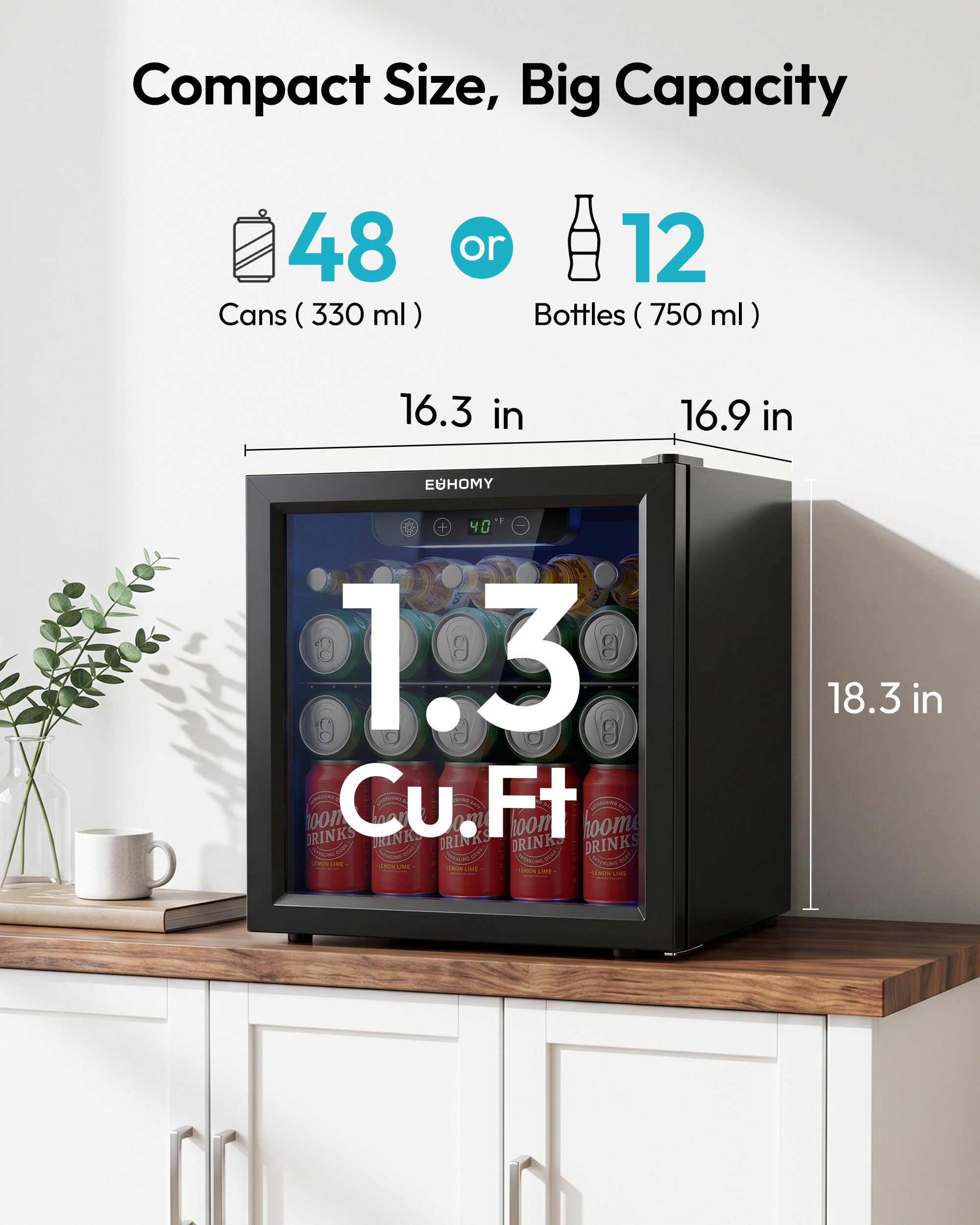 55-Can Beverage Refrigerator | Reversible Door