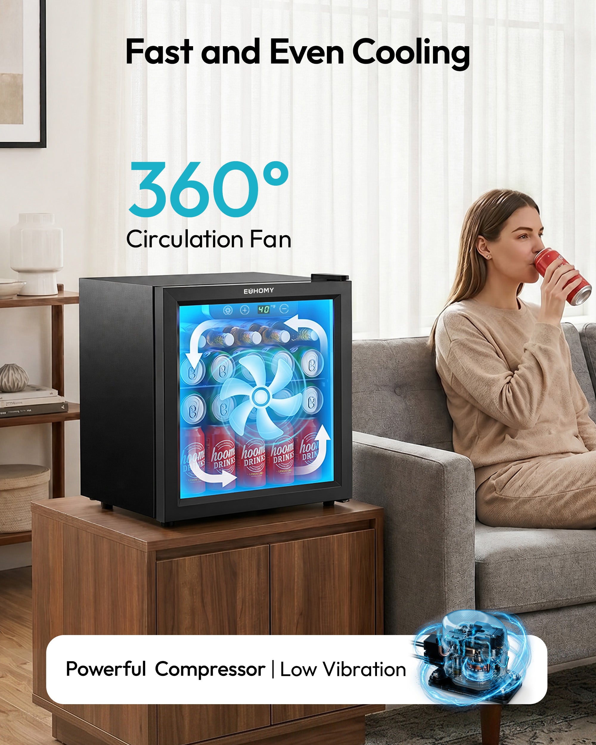 55-Can Beverage Refrigerator | Reversible Door