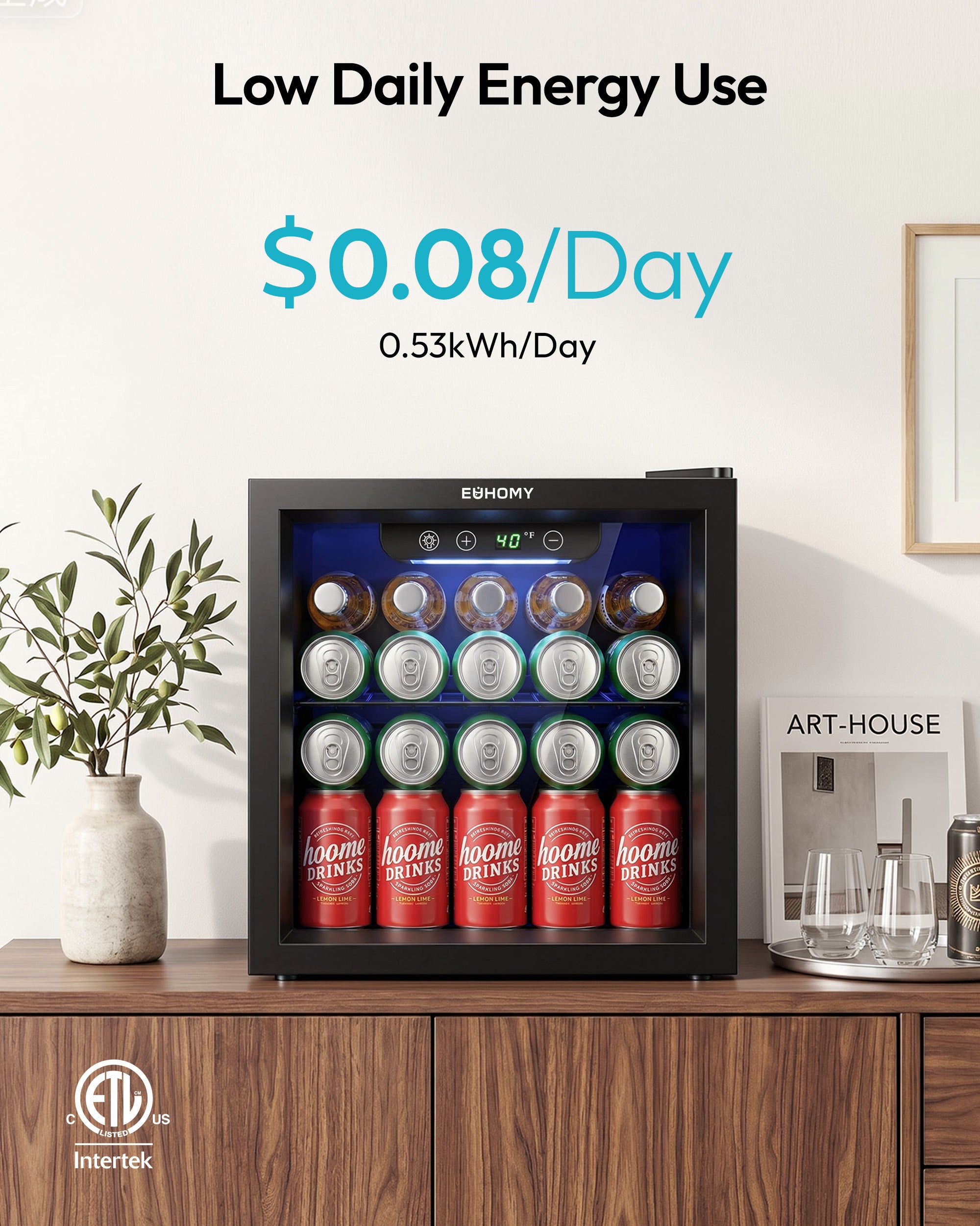 55-Can Beverage Refrigerator | Reversible Door
