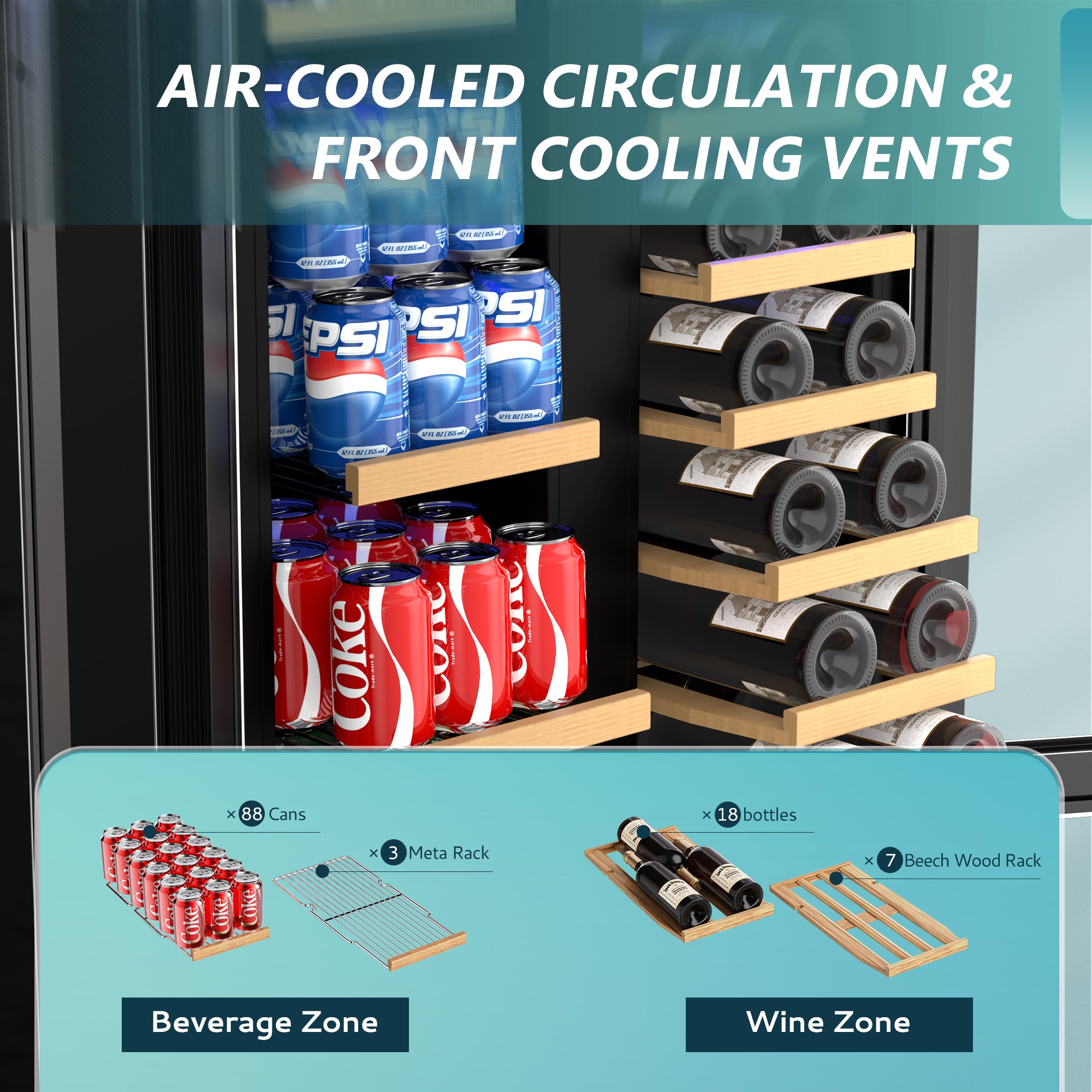 EUHOMY Beverage Refrigerator Under Counter Beer Fridge Large Capacity Wine Cooler - Euhomy