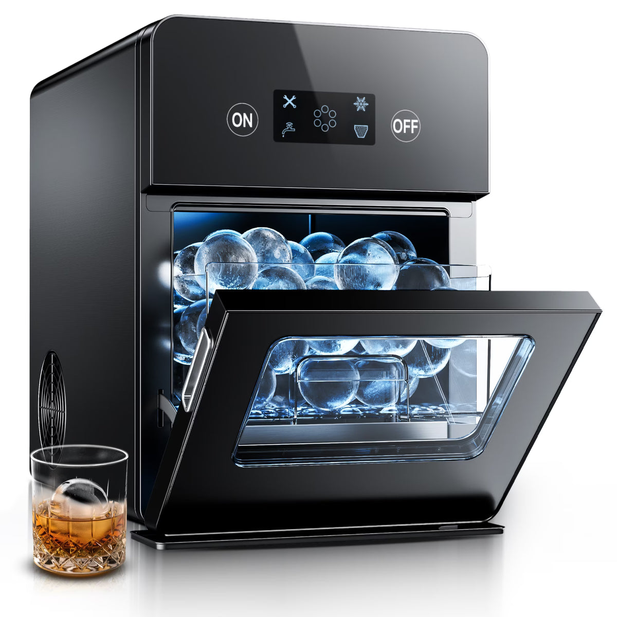 EUHOMY Commercial Sphere Ice Maker, 150 Ice Balls/Day, Self-Cleaning for Whiskey, Black