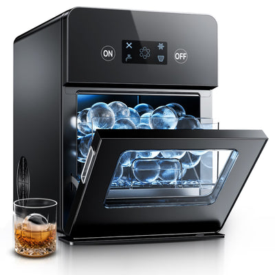 EUHOMY Commercial Sphere Ice Maker, 150 Ice Balls/Day, Self-Cleaning for Whiskey, Black