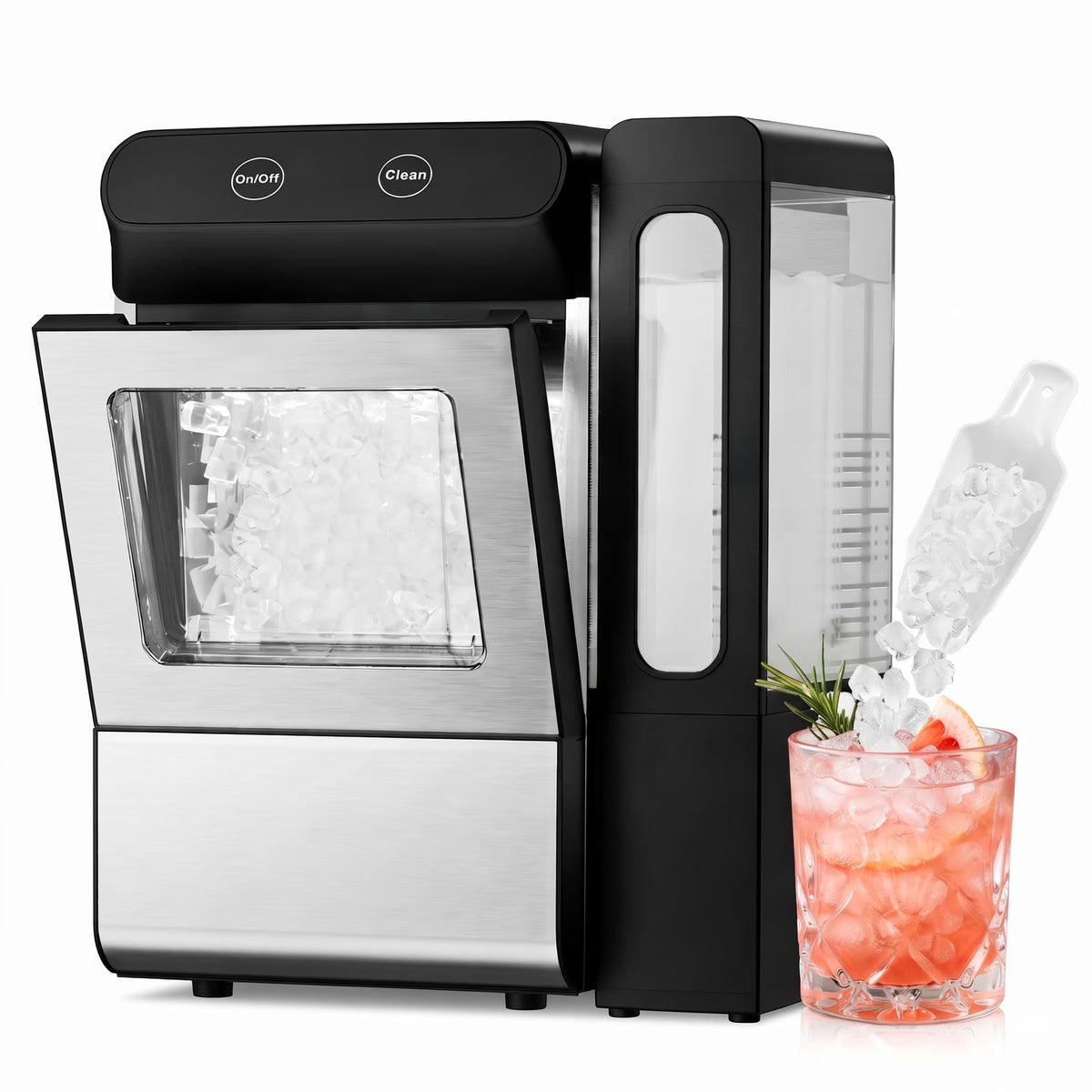 EUHOMY Nugget Ice Maker Countertop 26lbs/Day, 4.3L Water Tank, Portable Chewable Ice Machine for Home, Office & Bar