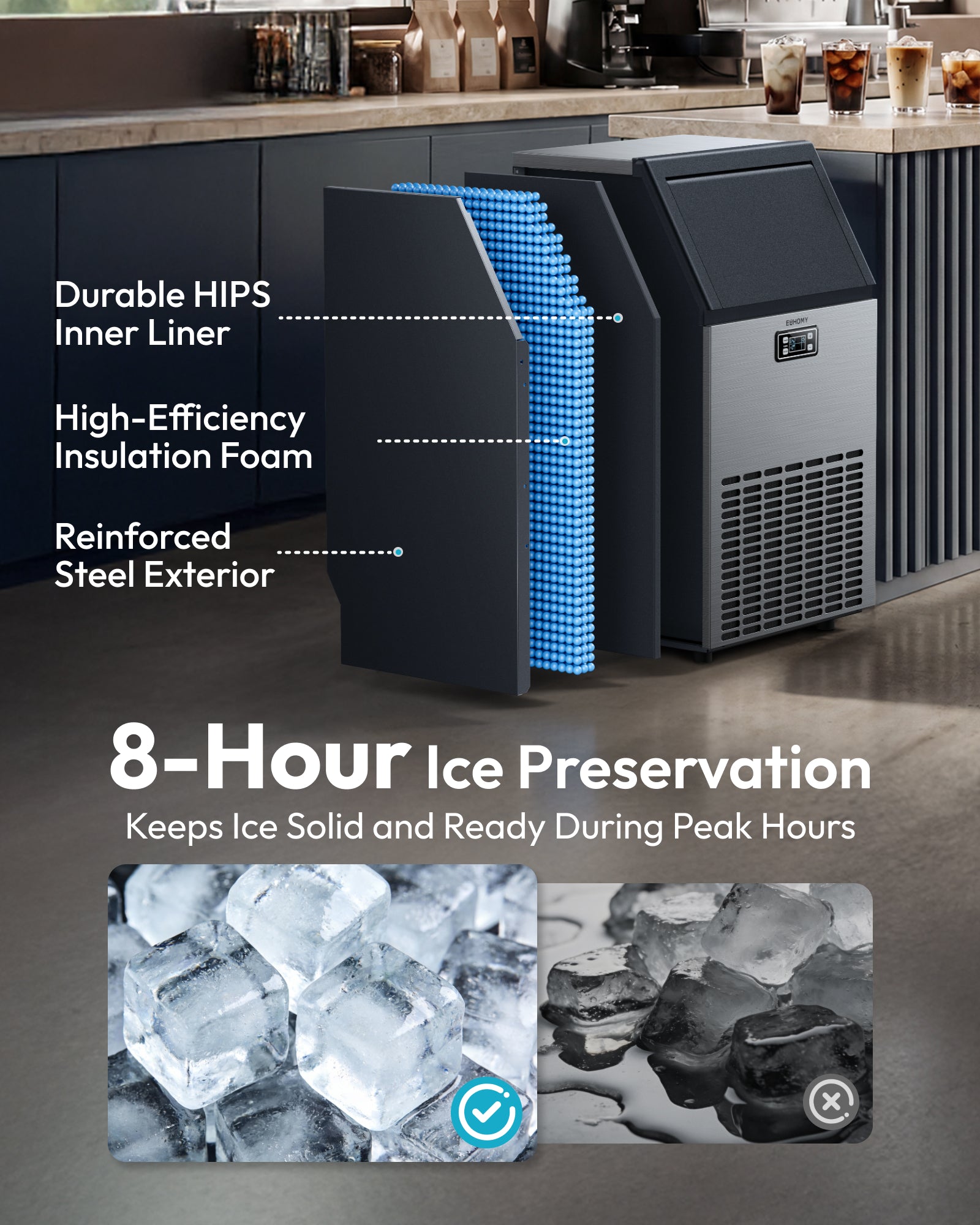 Cube Commercial Ice Maker | 100-200 lb/Day, ETL-Certified