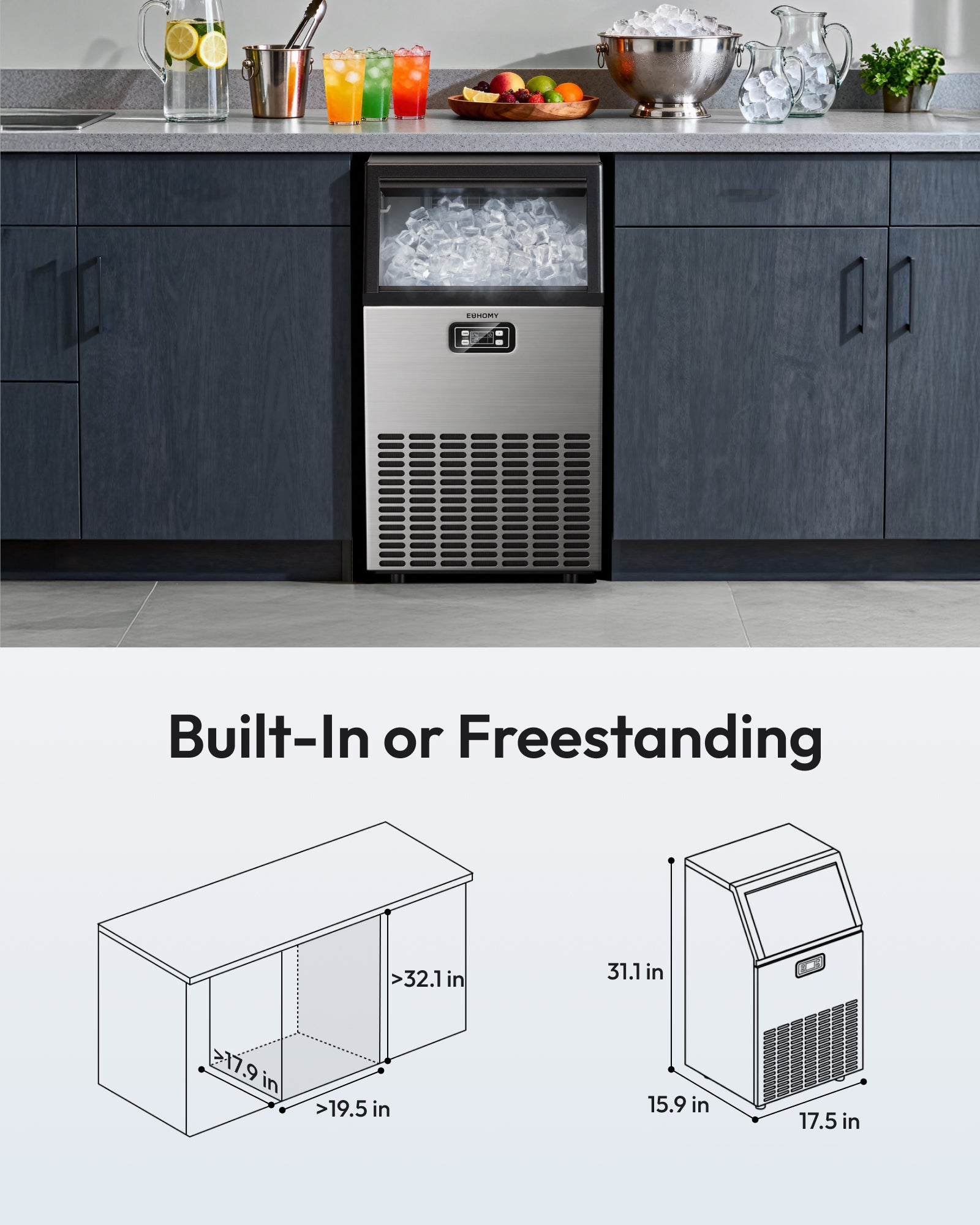 Cube Commercial Ice Maker | 100-200 lb/Day, ETL-Certified
