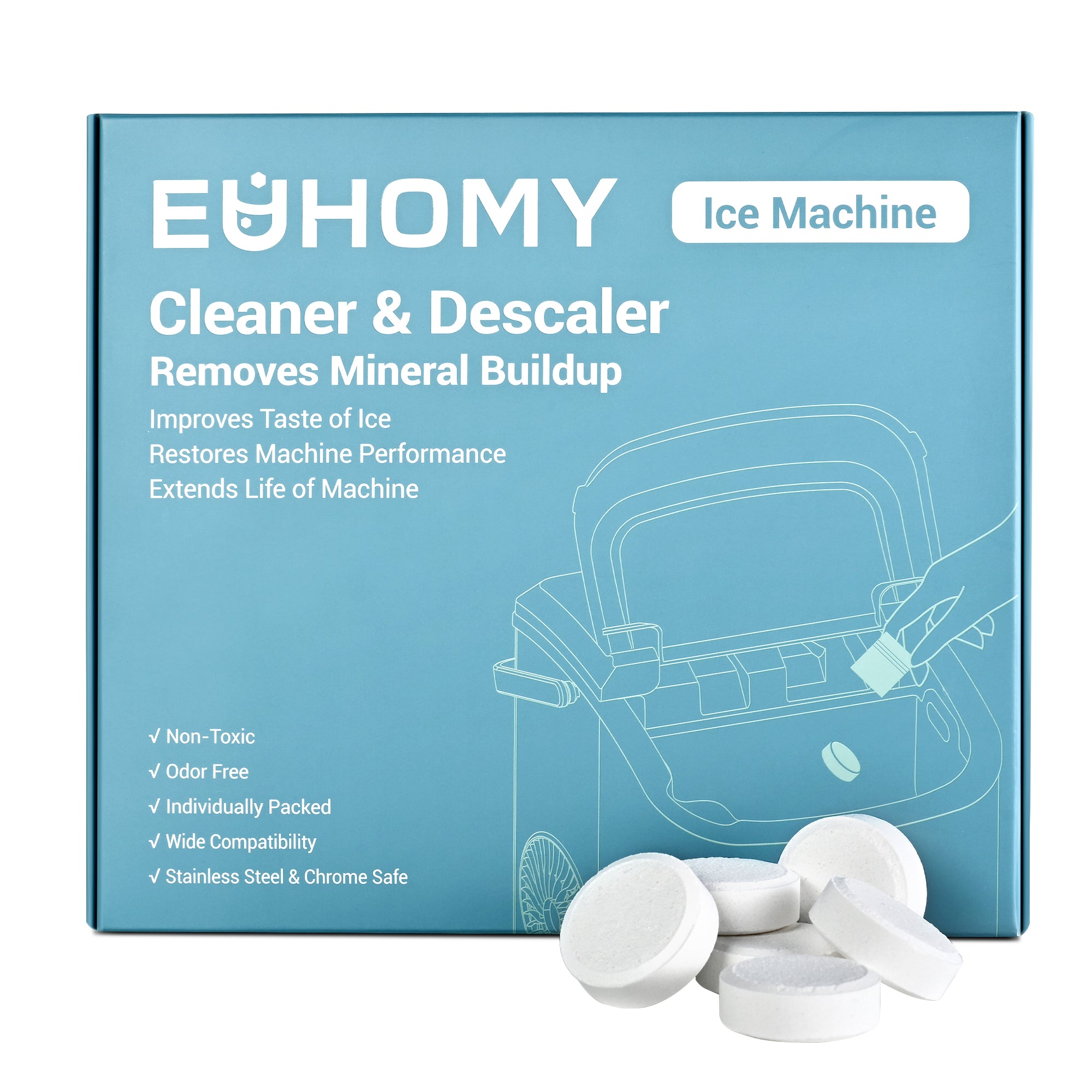 Euhomy Ice Maker Cleaner - 24 Clean Tablets, Powerful Cleansing