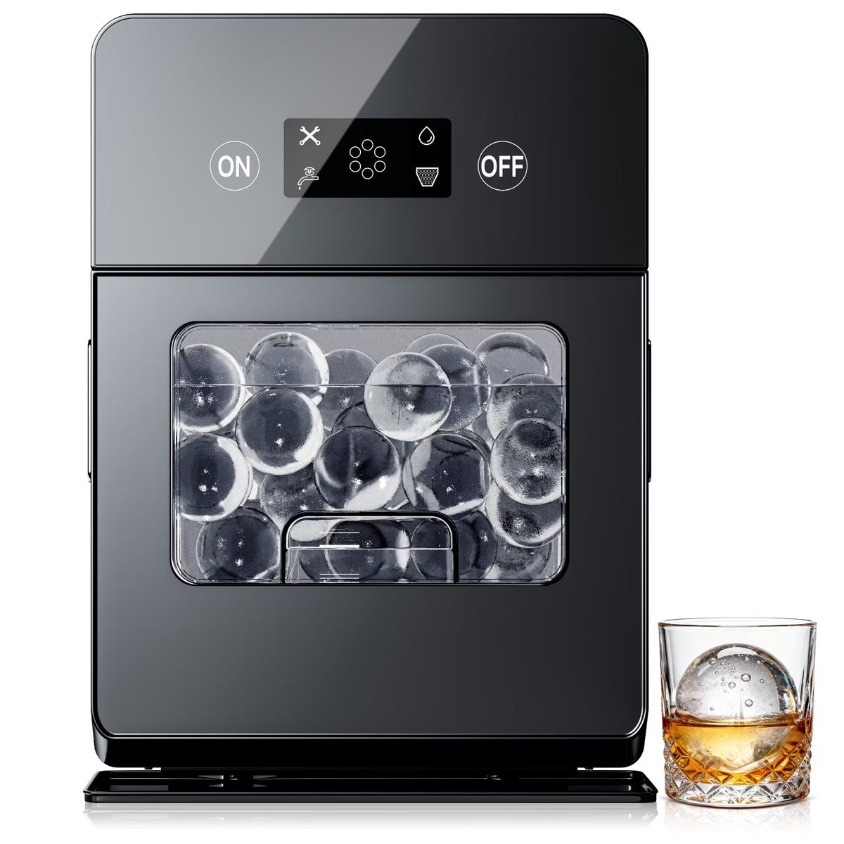EUHOMY Commercial Sphere Ice Maker, 150 Ice Balls/Day, Self-Cleaning for Whiskey, Black