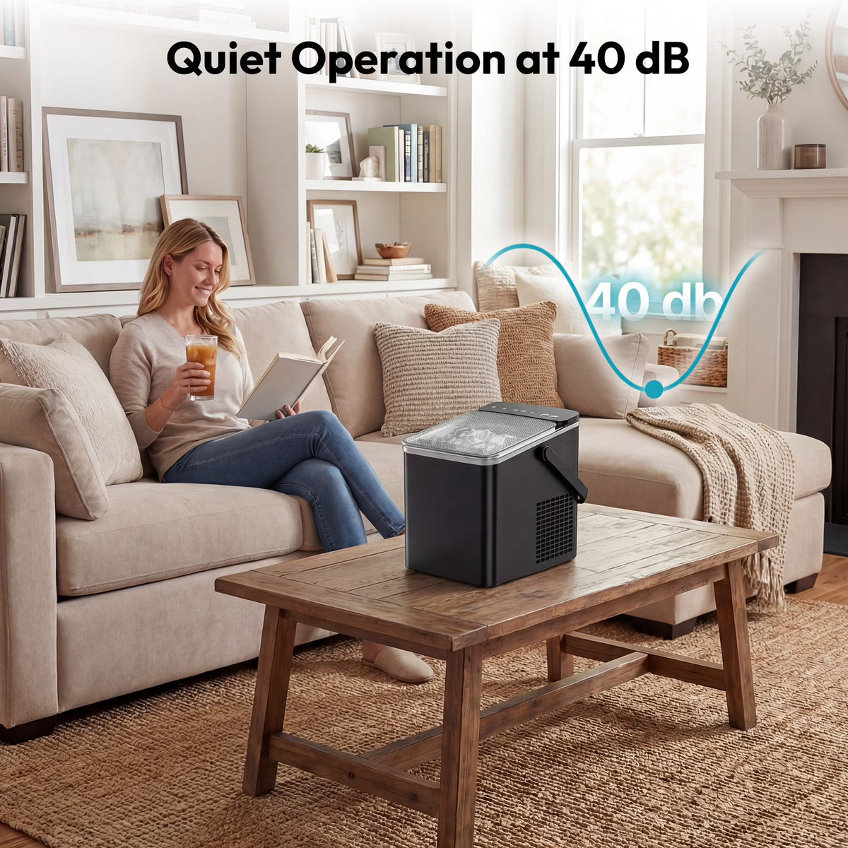 EUHOMY Countertop Ice Maker with Handle, 26 lbs/Day Portable Ice Machine, 9 Bullet Cubes in 6 Minutes, 2 Ice Sizes, Self-Cleaning, 1.1L Water Tank