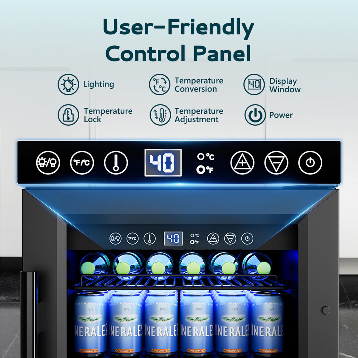EUHOMY 130 Can Beverage Refrigerator Cooler, 3.2 Cu.Ft Under Counter Drink Fridge for Soda, Water & Wine, Adjustable Temperature Control for Home Kitchen Bar