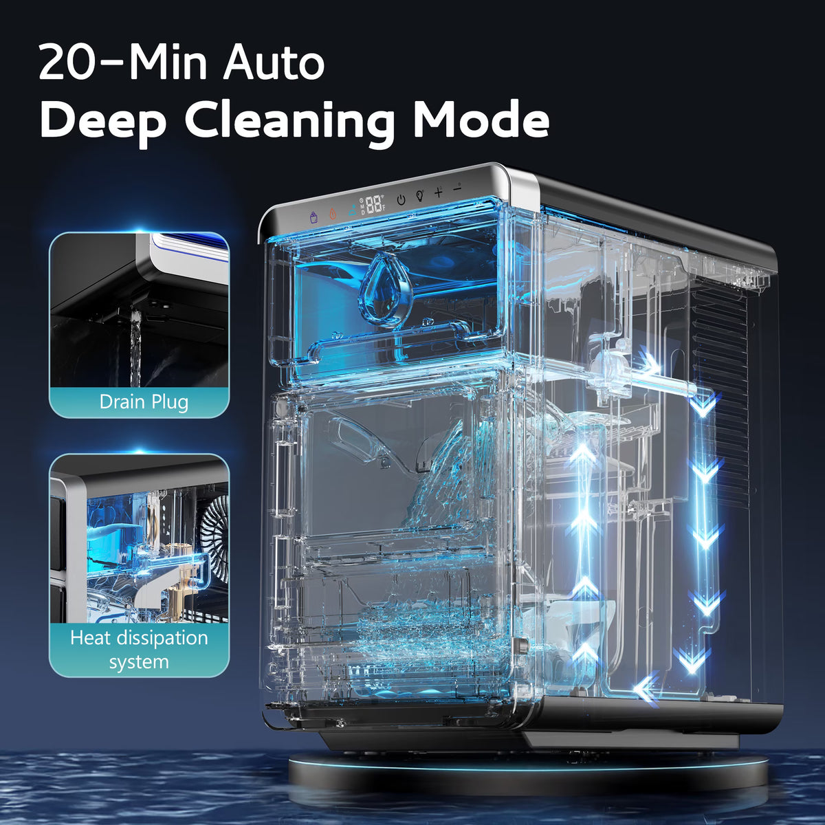 EUHOMY Crescent Ice Maker, 30Lbs/24H Countertop Ice Machine with Auto Cleaning & Slow-Melt Ice